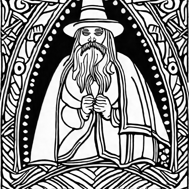 Coloring page of wizard