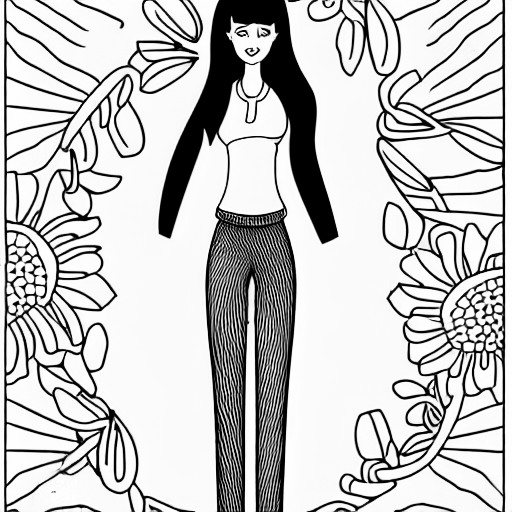 Coloring page of woman and trousers