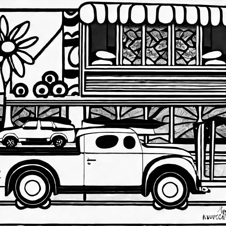 Coloring page of 2 cars
