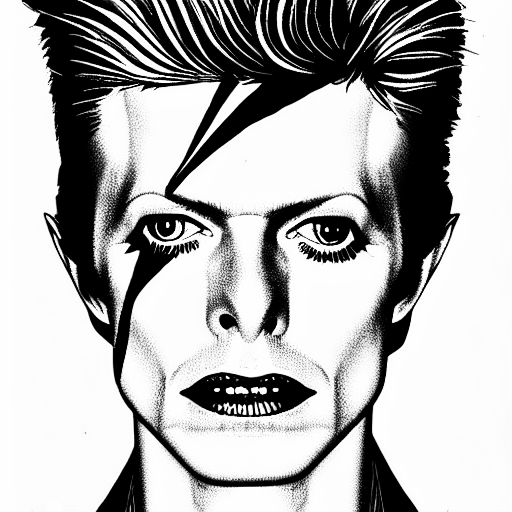 Coloring page of 80s era david bowie
