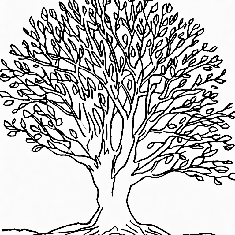 Coloring page of a basic summer tree