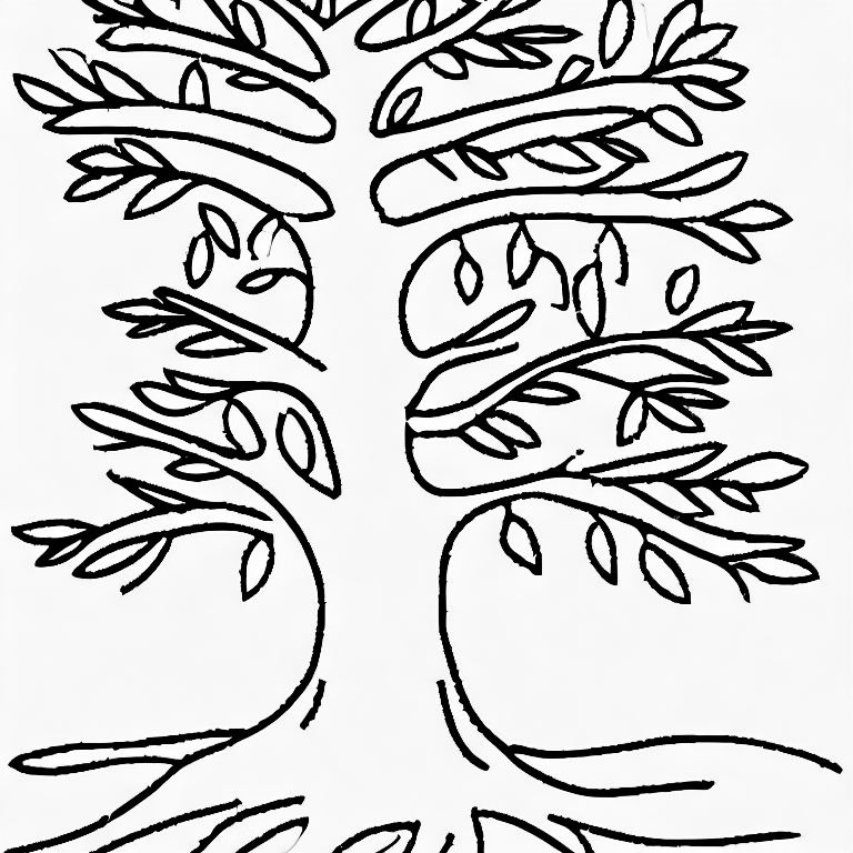 Coloring page of a basic tree in winter