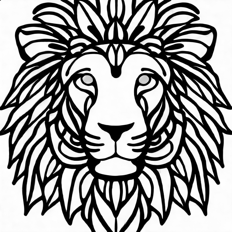 Coloring page of a beautiful lion
