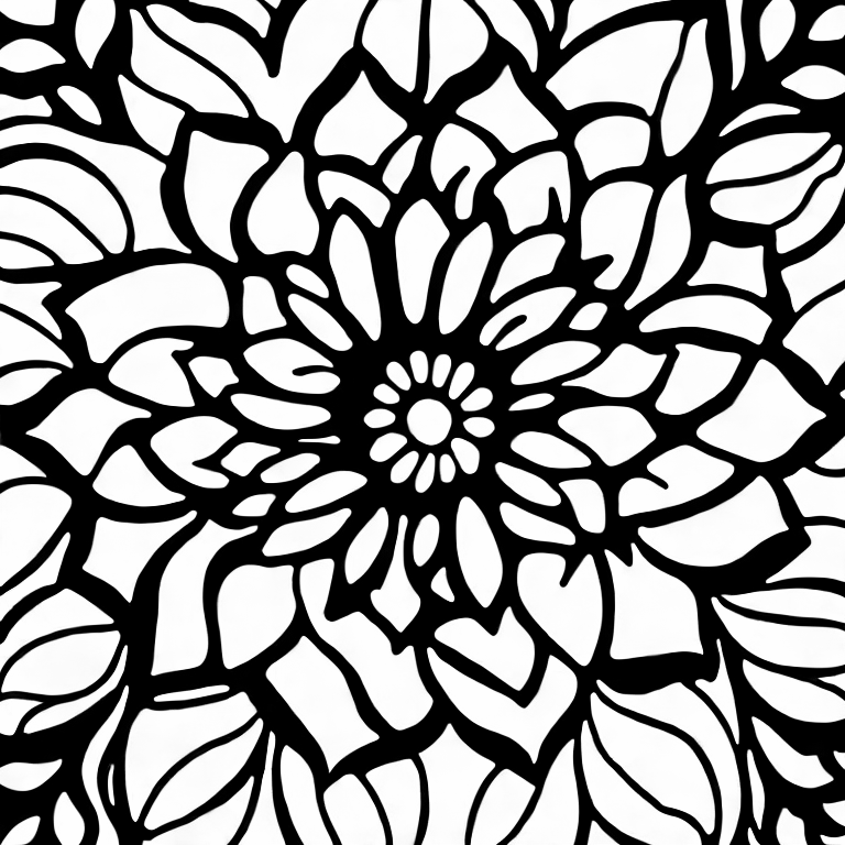 Coloring page of a beautiful mosaic flower
