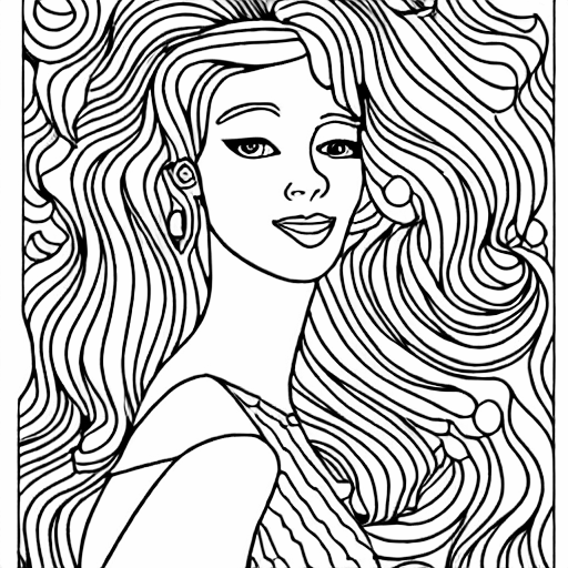 Coloring page of a beautiful woman
