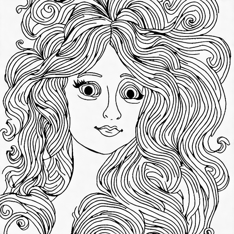 Coloring page of a beautifull girl