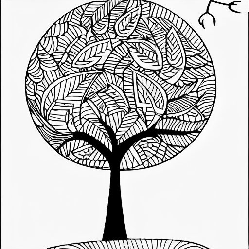 Coloring page of a bird on a tree