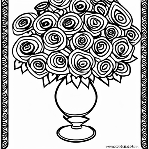Coloring page of a bouquet of roses