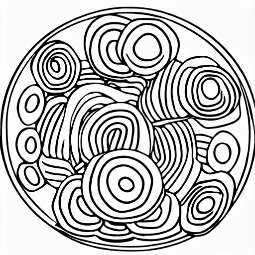 Coloring page of a bowl of moodles