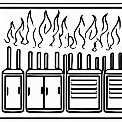 Coloring page of a burning server park