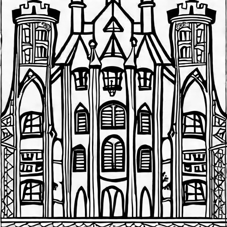 Coloring page of a castle in germany