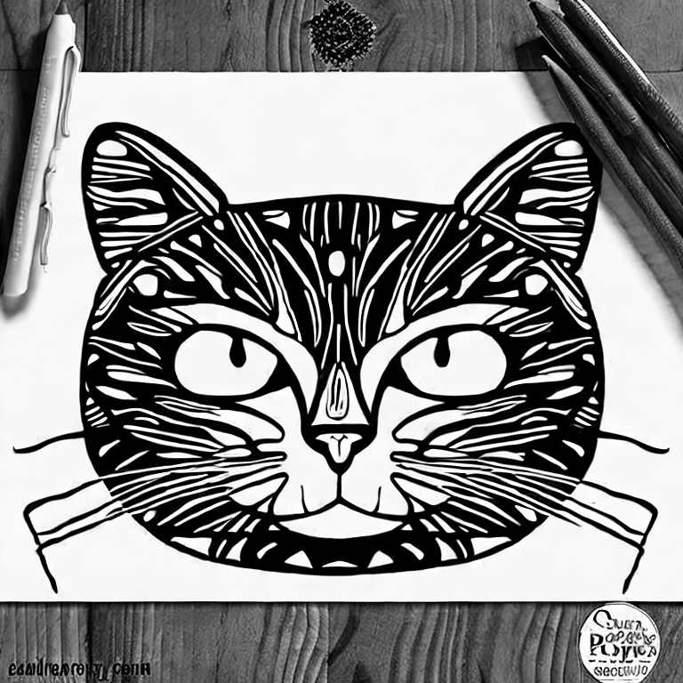 Coloring page of a cat