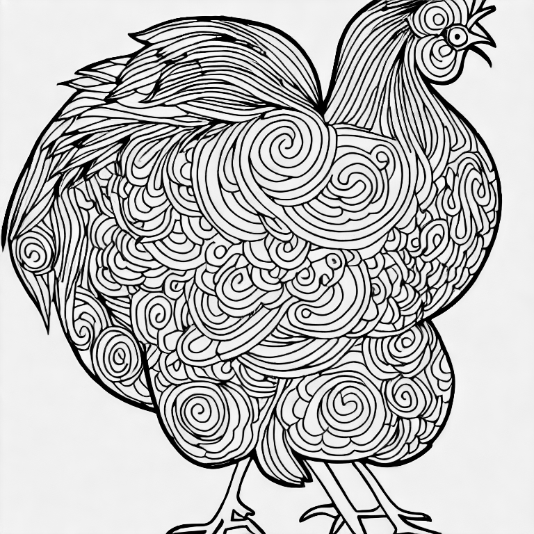Coloring page of a chicken