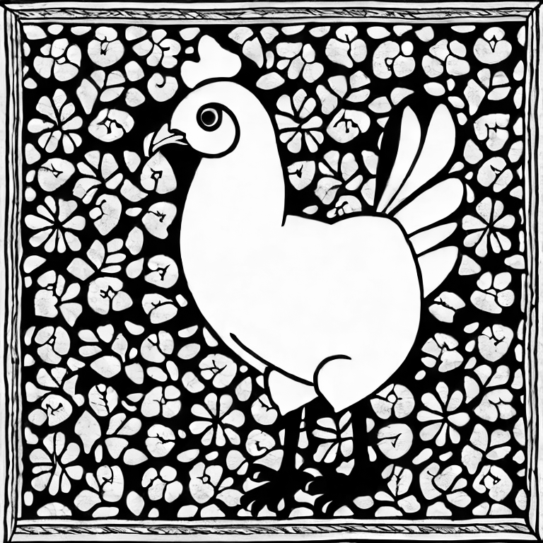 Coloring page of a chicken full body