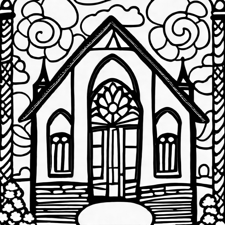 Coloring page of a church