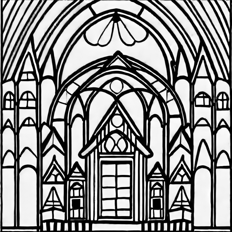 Coloring page of a church building