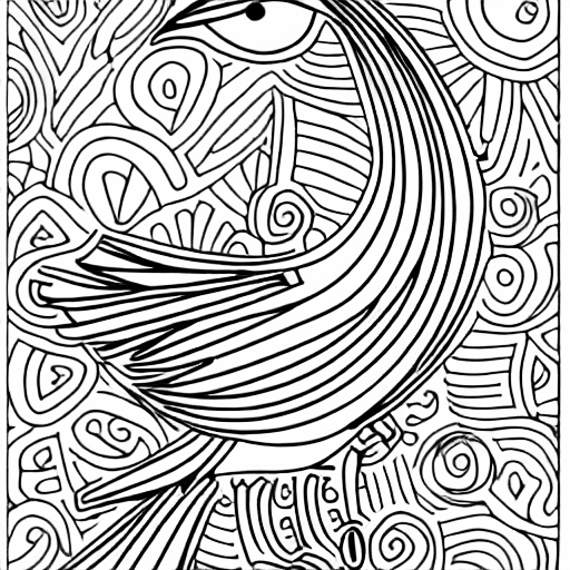 Coloring page of a colourful bird