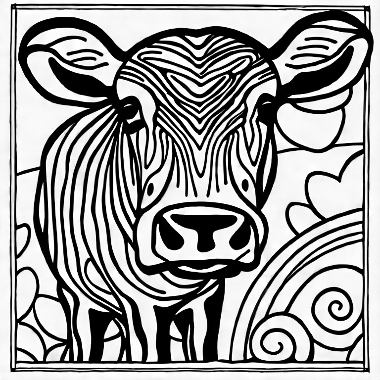 Coloring page of a cow