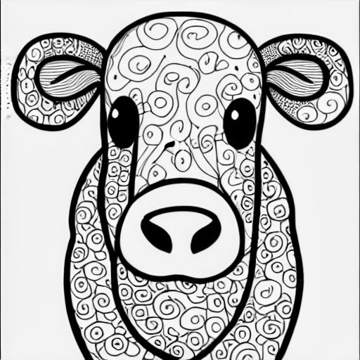 Coloring page of a curly moo