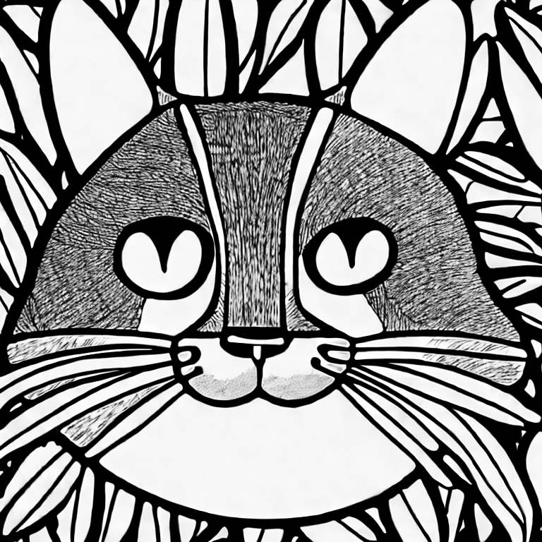 Coloring page of a cute cat