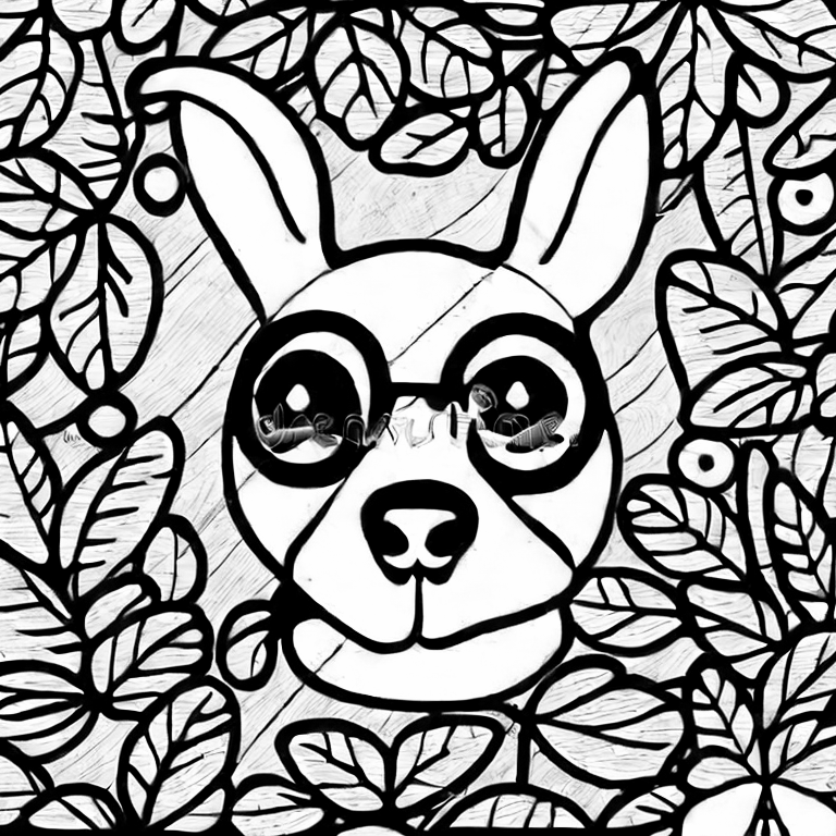 Coloring page of a cute dog simple design