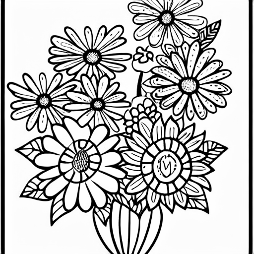 Coloring page of a cute flower