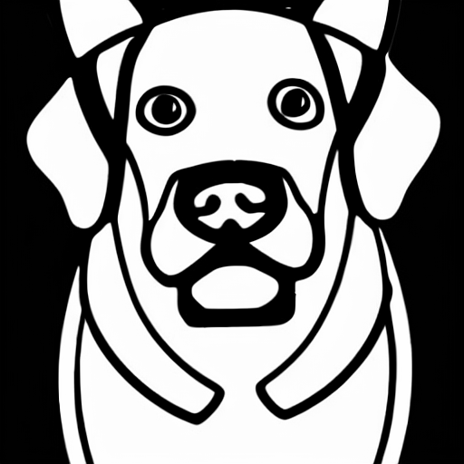 Coloring page of a dog with a headset