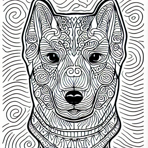 Coloring page of a doge that is old