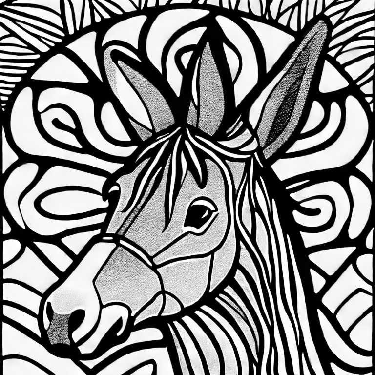 Coloring page of a donkey