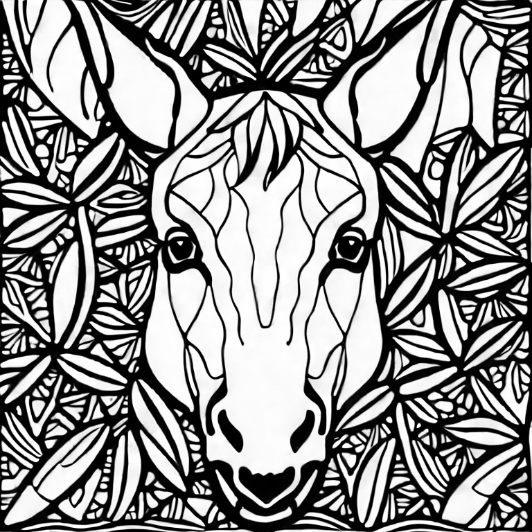 Coloring page of a donkey