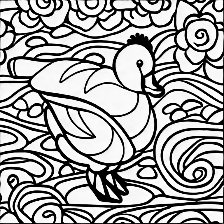 Coloring page of a duck