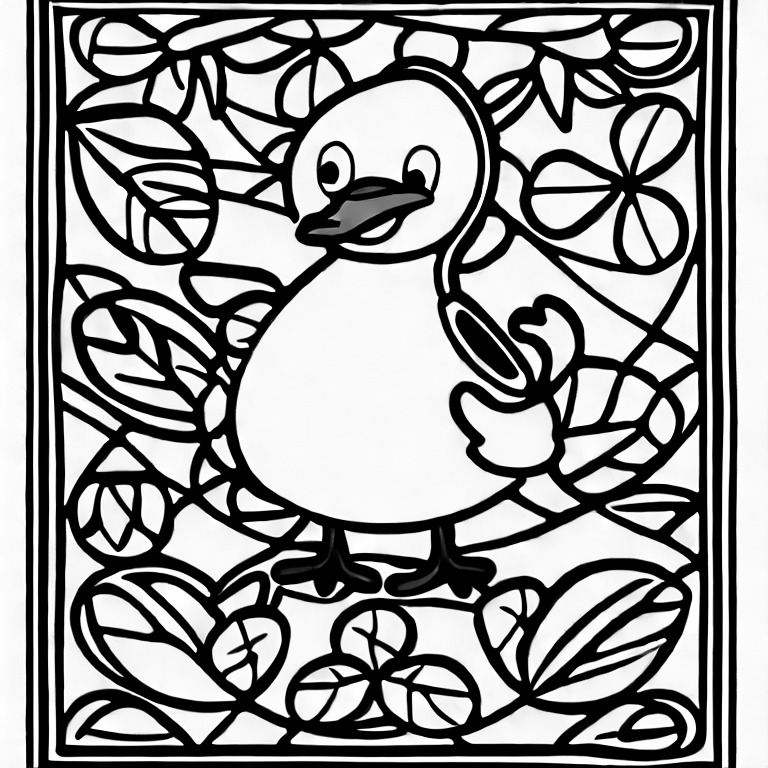 Coloring page of a duck singing