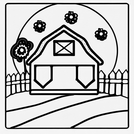 Coloring page of a farm