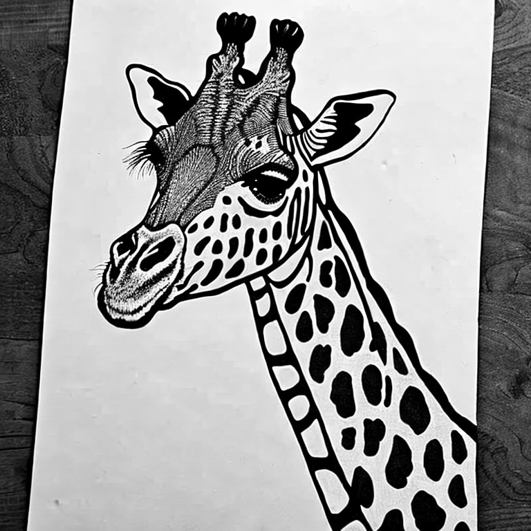 Coloring page of a giraffe