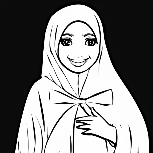 Coloring page of a girl in a hijab