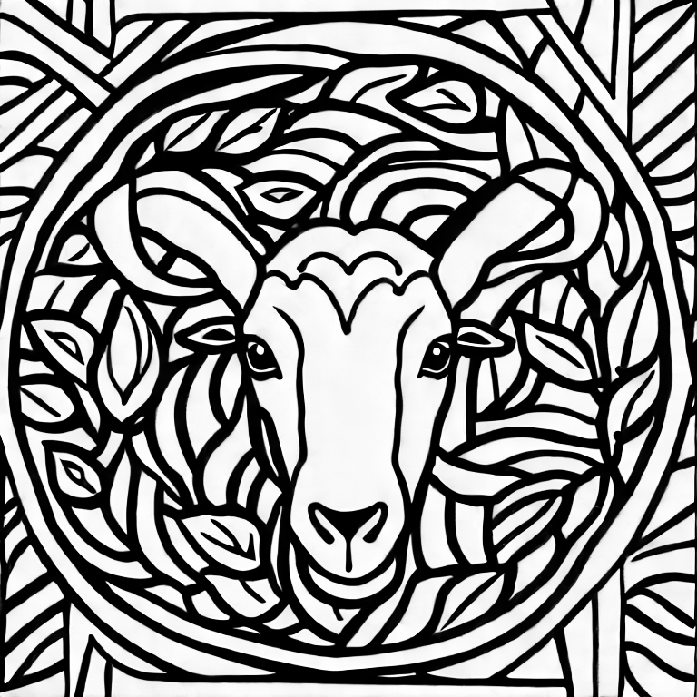 Coloring page of a goat