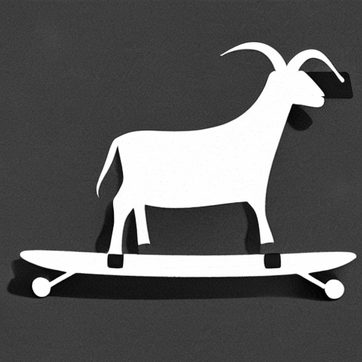 Coloring page of a goat riding a skateboard