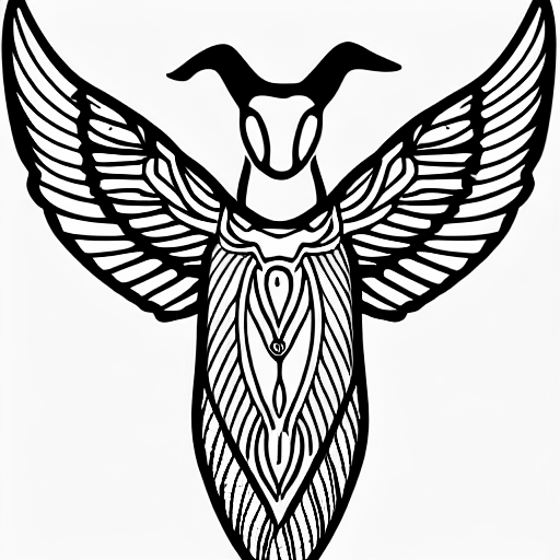 Coloring page of a goat with wings like a fly