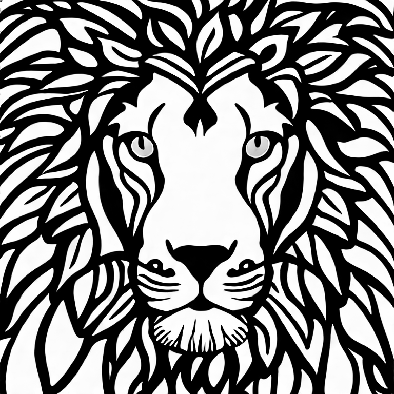 Coloring page of a golden lion