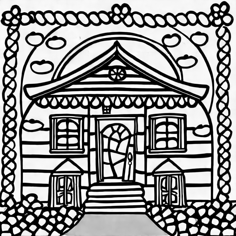 Coloring page of a house