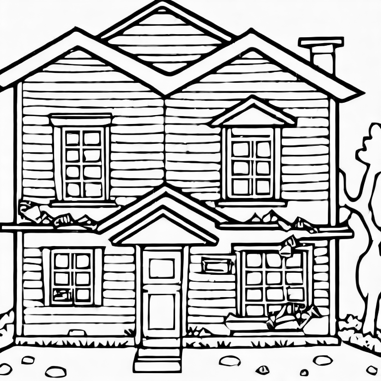Coloring page of a house