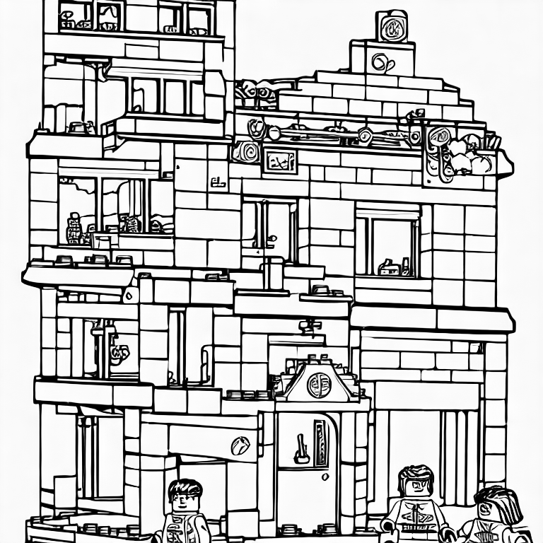 Coloring page of a lego brick
