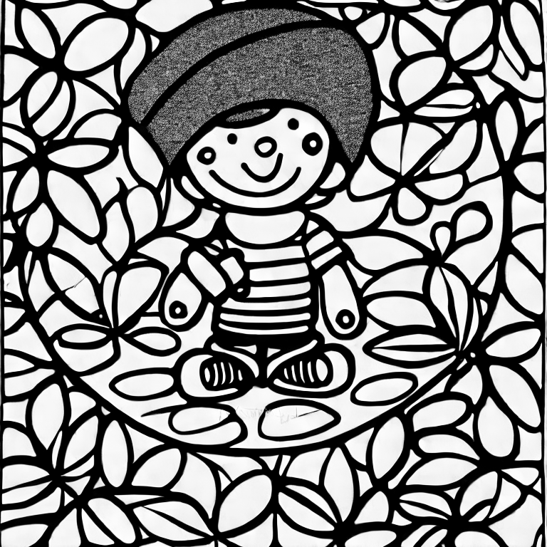 Coloring page of a little boy