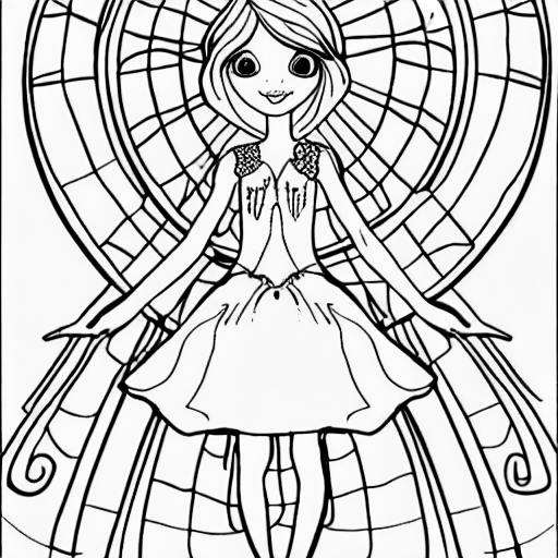 Coloring page of a little fairy