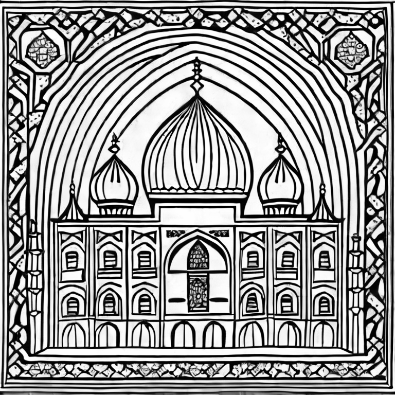 Coloring page of a masjed