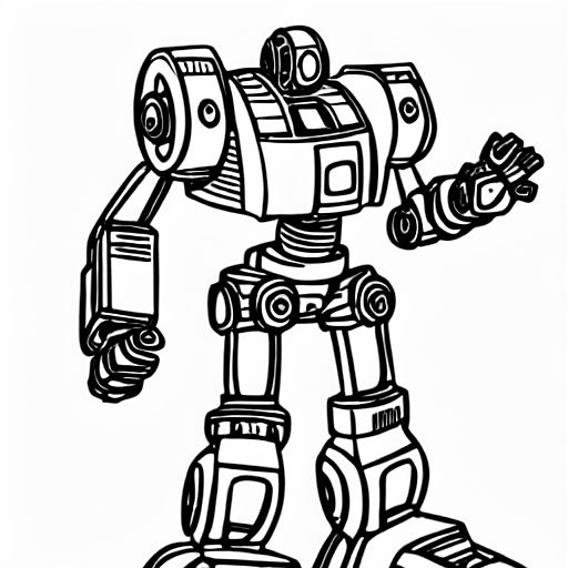 Coloring page of a mech robot