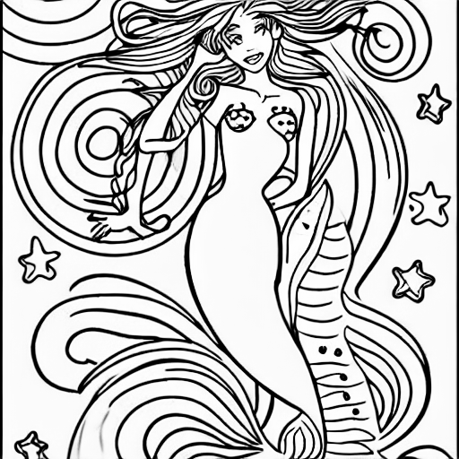 Coloring page of a mermaid