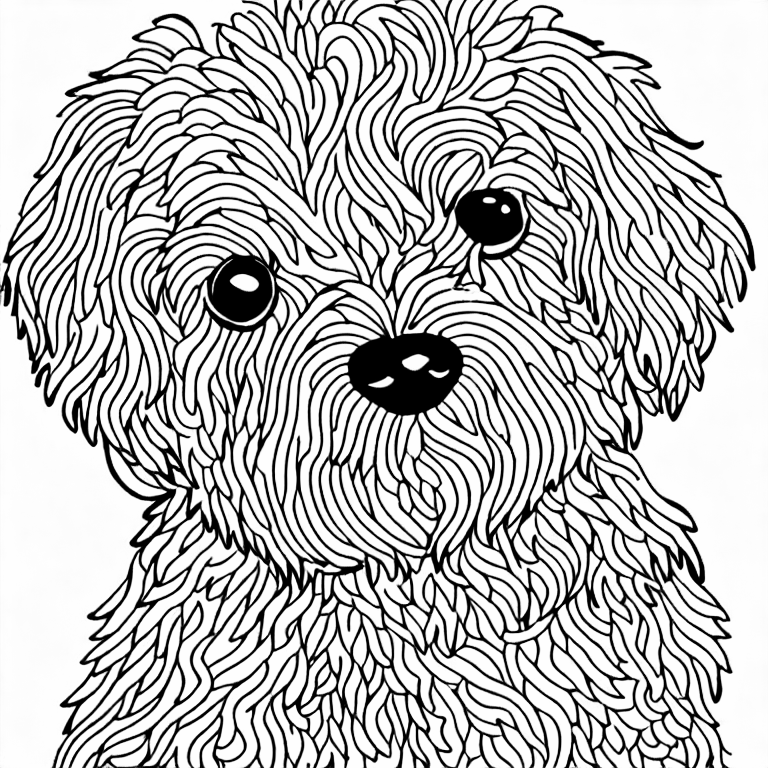 Coloring page of a mini goldendoodle puppy