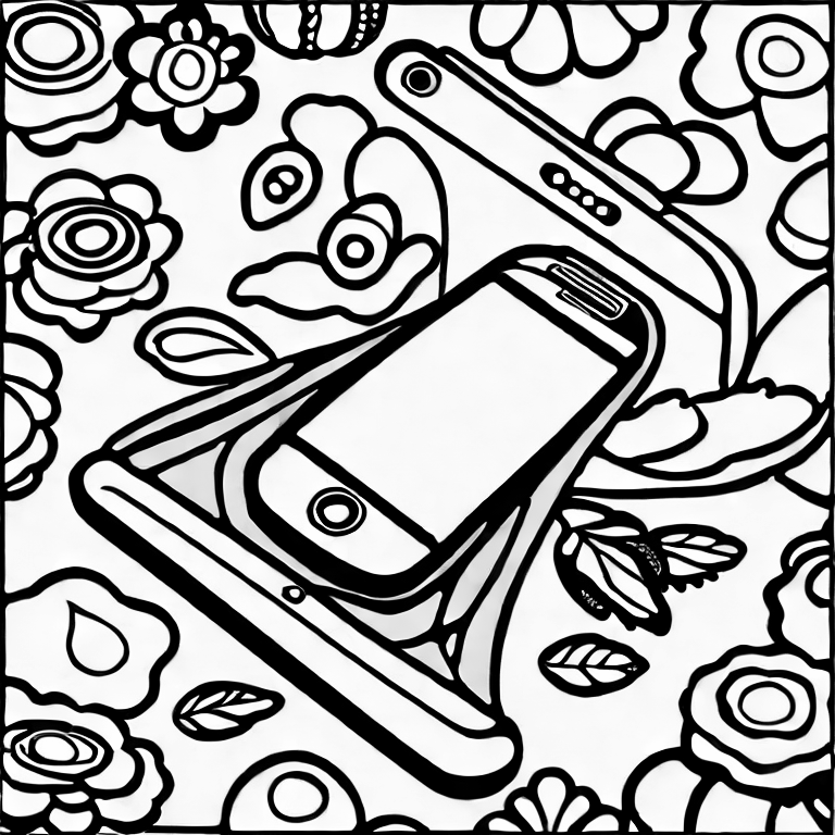 Coloring page of a mobile phone