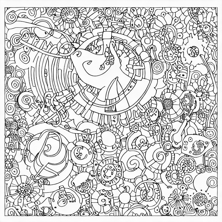 Coloring page of a music festival
